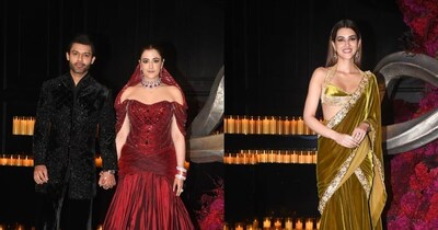 कृति सेनन ने बहन नूपुर के रिसेप्शन में वेलवेट साड़ी में बिखेरा जलवा