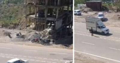 मंडी में कार से खतरनाक स्टंट.