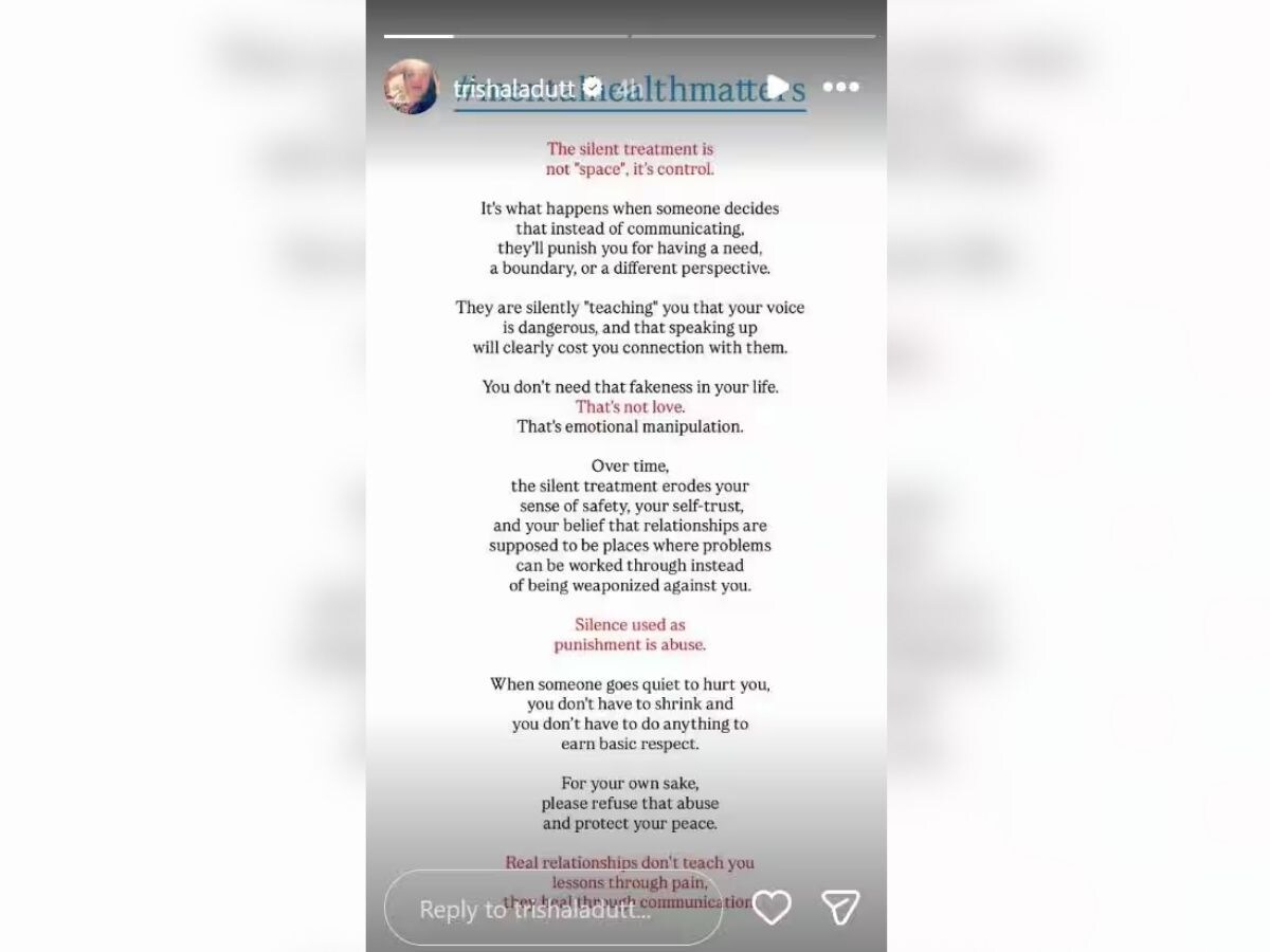 Trishala Dutt shares an emotional post