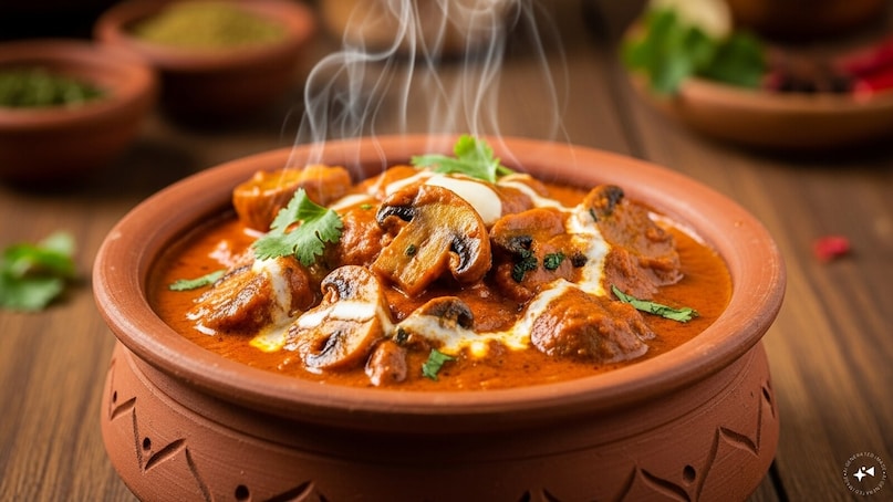 Khumb Makhani: A vegetarian take on the famous butter chicken, this dish features mushrooms in a silky, tomato-butter gravy. Finished with dried fenugreek leaves (kasuri methi), it is a decadent, mildly sweet dish loved by all ages.