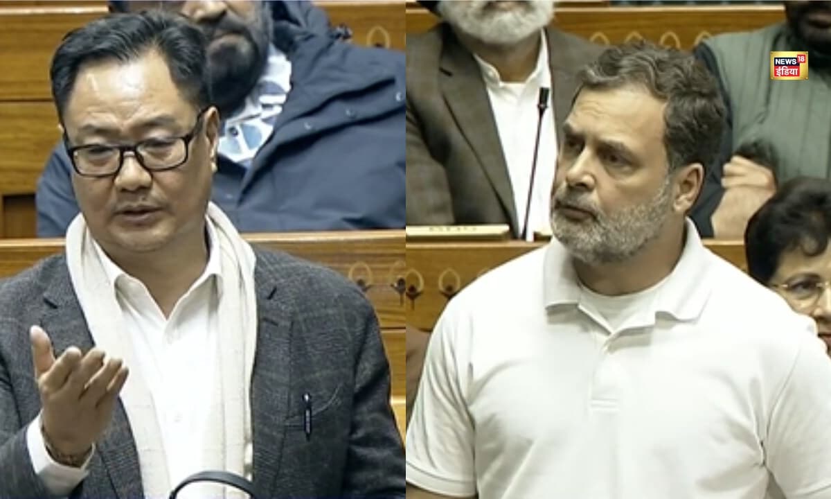 राहुल एक ही बात को बार-बार बोल रहे हैं  हुल गांधी पर किरेन रिजीजू का तंज लोकसभा में फिर हंगामा