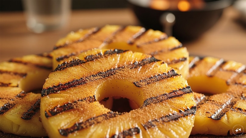 Grilled Pineapple With Cinnamon: Grill fresh pineapple slices and sprinkle lightly with cinnamon. The caramelized sweetness enhances the fruit’s natural flavor while cinnamon adds a warm, comforting touch. Low in calories but full of flavor, this dessert is perfect for a healthy Valentine’s treat.