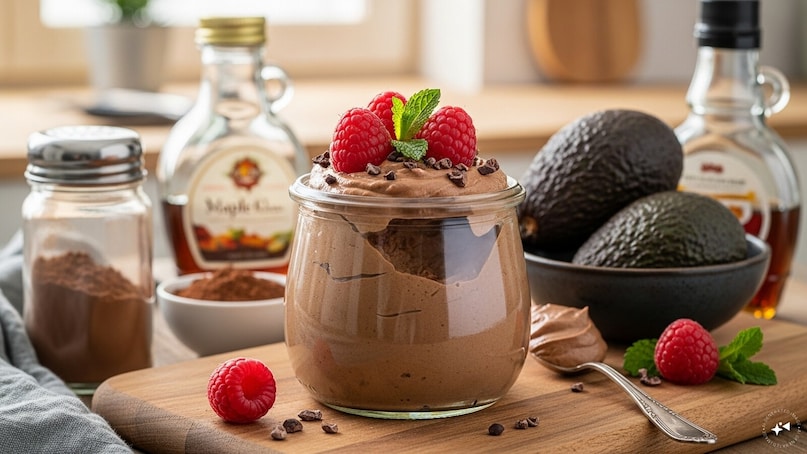 Chocolate Avocado Mousse: A decadent but healthy dessert made by blending avocado with cocoa powder and a touch of maple syrup. The avocado provides the creamy base, creating a guilt-free, heart-friendly treat. Chocolate Avocado Mousse: A decadent but healthy dessert made by blending avocado with cocoa powder and a touch of maple syrup. The avocado provides the creamy base, creating a guilt-free, heart-friendly treat.