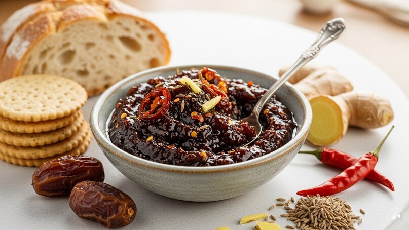 Date Chutney: Cook dates with spices like ginger, cumin, and chili to create a sweet-savoury chutney. Perfect as a condiment for bread, crackers, or rice dishes. This adds flavour depth and nutritional value, turning simple meals into deliciously festive or everyday delights.