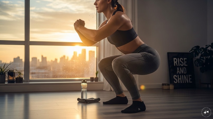   স্কোয়াটস: স্কোয়াটগুলি আপনার কোয়াড, হ্যামস্ট্রিং, গ্লুটস এবং কোরে কাজ করে। পা কাঁধ-প্রস্থ আলাদা করে দাঁড়ান, বসার অবস্থানে নামুন, তারপর উঠুন। সকালে মাত্র কয়েকটি পুনরাবৃত্তি নিম্ন-শরীরের পেশীকে শক্তিশালী করে, নমনীয়তা উন্নত করে এবং বিপাককে উদ্দীপিত করে।