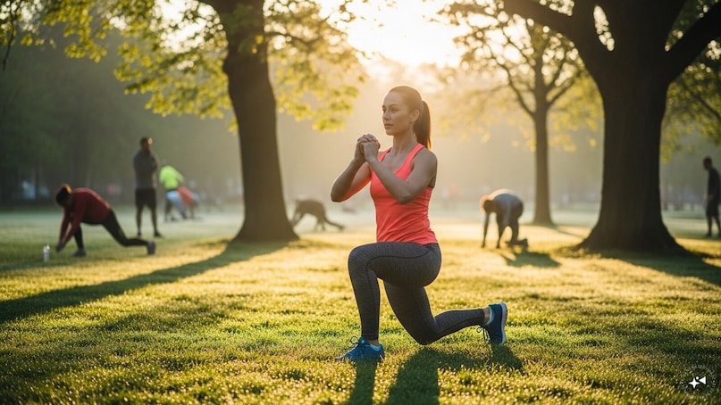 ফুসফুস: ফুসফুস আঠালো, কোয়াডস, হ্যামস্ট্রিং এবং বাছুরকে লক্ষ্য করে। এক পা দিয়ে এগিয়ে যান, উভয় হাঁটু 90-ডিগ্রি কোণ না হওয়া পর্যন্ত নিচু করুন, তারপরে স্যুইচ করুন। সকালের ফুসফুসগুলি ভারসাম্য বাড়ায়, পেশীগুলিকে টোন করে এবং গতিশীলতাকে উন্নীত করে, এগুলিকে দ্রুত, কার্যকর রুটিনের জন্য নিখুঁত করে তোলে।