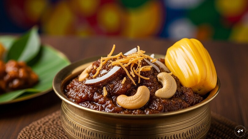 Chakka Pradhaman (Kerala): This decadent dessert features ripe jackfruit (varaka) cooked into a thick preserve called chakka varatti. It is then simmered with coconut milk and dark jaggery. Tempered with fried coconut bits and cashews, it is a highlight of the Onam Sadhya.