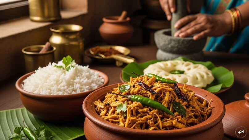 Panasa Puttu Koora (Andhra Pradesh): A coastal Andhra specialty, this dish involves shredding raw jackfruit until it resembles a crumble. It is flavored with a potent mustard seed paste (ava) and garnished with crunchy lentils and curry leaves, offering a unique, pungent, and spicy profile.