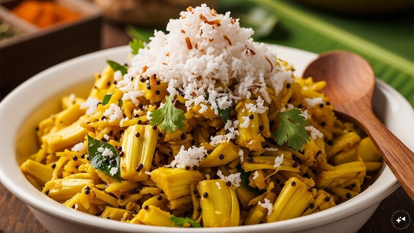 Phanasachi Bhaji (Maharashtra): This Konkani-style preparation focuses on the natural flavor of the fruit. Small pieces of raw jackfruit are tempered with mustard seeds, hing, and plenty of fresh grated coconut. It is a simple, nutritious stir-fry that highlights coastal Marathi seasonings.