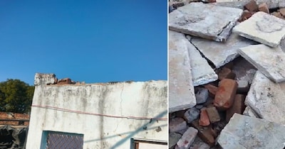 मंदिर की छत अचानक गिर पड़ी.