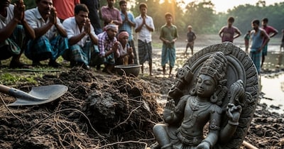 बर्धमान में तालाब खुदाई के दौरान 800-900 साल पुरानी भगवान विष्णु की प्रतिमा मिली. (AI फोटो)