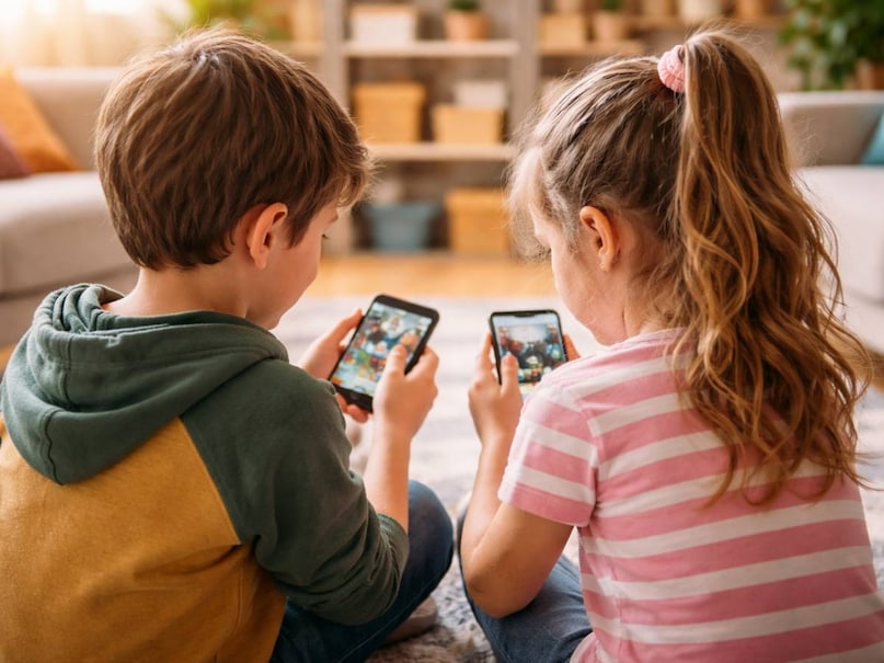 Children using mobile