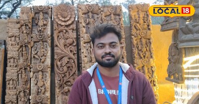 तिरुपति से आई नीम लकड़ी की बेजोड़ नक्काशी कला सूरजकुंड मेले में आस्था की झलक.