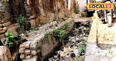जर्जर अवस्था में पड़ा नाला 