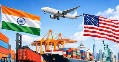 अमेरिका को एक्सपोर्ट किए जाने वाले आधे सामान टैरिफ फ्री हो सकते हैं. (Image:AI)