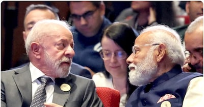 एआई समिट के दौरान पीएम मोदी के साथ ब्राजील के राष्ट्रपति लूला दा सिल्वा.