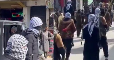 पीओके में आतंकवादियों ने लहराए हथियार