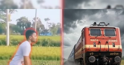 रील बनाने के चक्कर में युवक ट्रेन के आगे लेट गया. (AI Image)