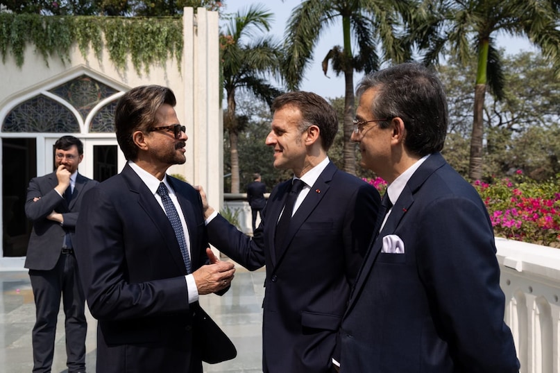 emmanuel macron, france president emmanuel macron india trip, emmanuel macron met bollywood celebs, anil kapoor, manoj bajpayee, zoya akhtar