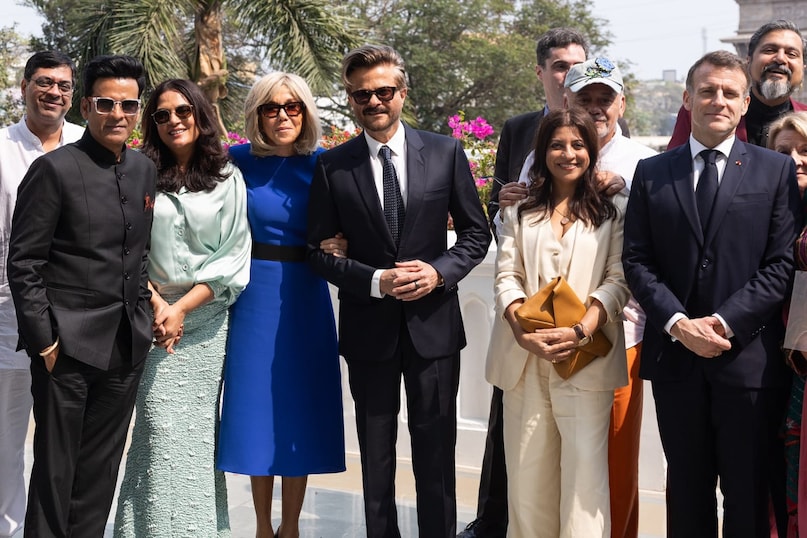 emmanuel macron, france president emmanuel macron india trip, emmanuel macron met bollywood celebs, anil kapoor, manoj bajpayee, zoya akhtar