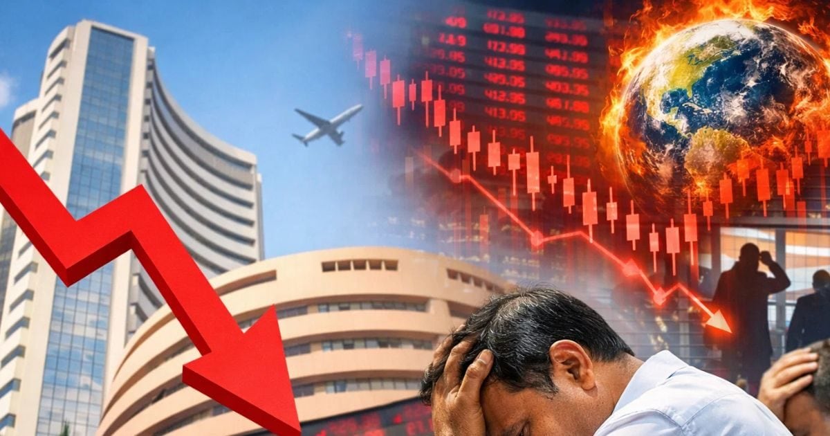 वैश्विक दबाव से बाजार धड़ाम, सेंसेक्स 1000 अंक लुढ़का, निफ्टी 25,150 के पास