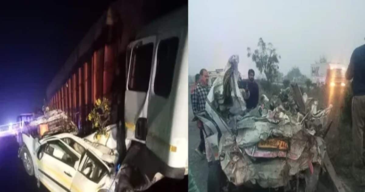 हरियाणा में हादसाः 2 ट्रकों के बीच में पिचकी कार, ताजमहल देखने जा रहे विदेशी टूरिस्ट समेत 2 लोगों की मौत, महिला घायल