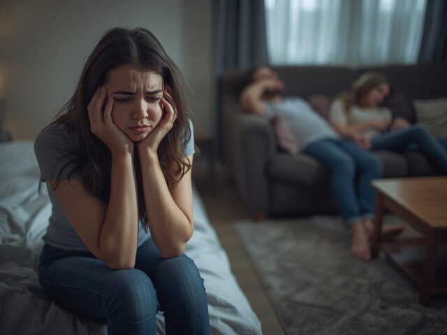 Boyfriend left the bedroom and started sleeping on the sofa with his 'friend', girlfriend got upset!