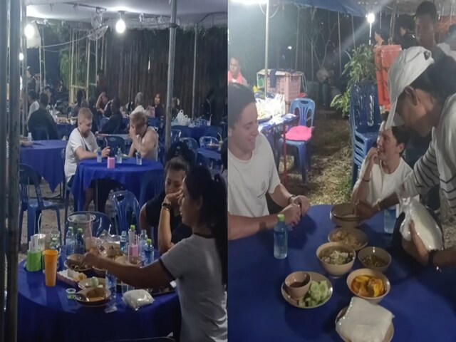 Banquet was going on, the restaurant was mistaken for tourists, the family won people's hearts