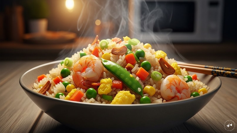 Speedy Vegetable Fried Rice: Combine cooked rice, frozen peas, carrots, soy sauce, and sesame oil in a bowl. Cover and microwave for two minutes. Crack an egg over the mixture, stir, and cook for another minute. It’s a savory, satisfying meal in record time.