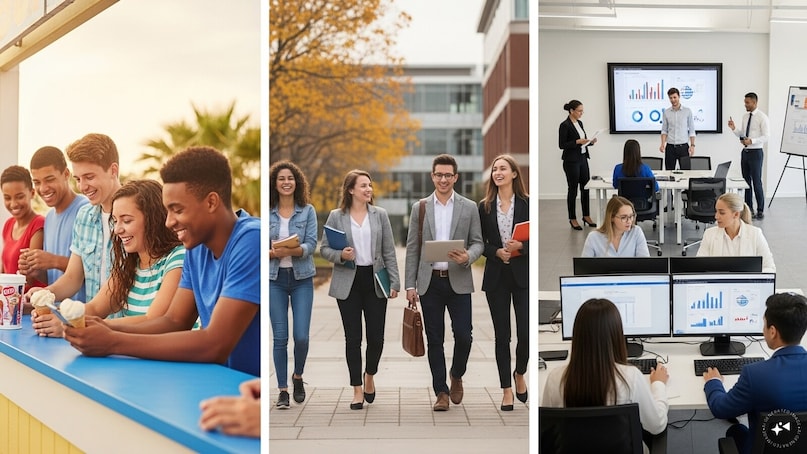     Labor market data across advanced economies show consistent patterns: - late teens: limited, part-time or seasonal work - early 20s: transition from education to work - early to mid-20s: entry into stable full-time roles.