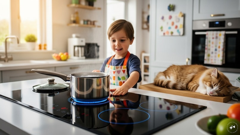  Safety Features: Safety is a top priority, especially in homes with children or pets. Unlike gas stoves, induction stoves eliminate risks like gas leaks or uncontrolled flames. Many models come with auto shut-off when not in use, and their surfaces remain cool to the touch, preventing accidental burns. Heat is confined to the cookware, so the surrounding area stays safe, giving you peace of mind while cooking.