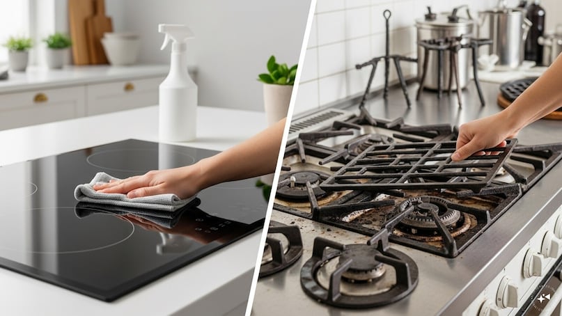  Cleaning and Ventilation: Induction stoves are a breeze to clean compared to gas stoves. Since heat stays confined to the cookware, the surface cools quickly, allowing you to wipe it down immediately. Their flat design means you can spray and clean effortlessly, even underneath. Gas stoves, on the other hand, require removing burners and stands, are heavier to move, and risk gas leaks if lifted—making maintenance far more cumbersome.