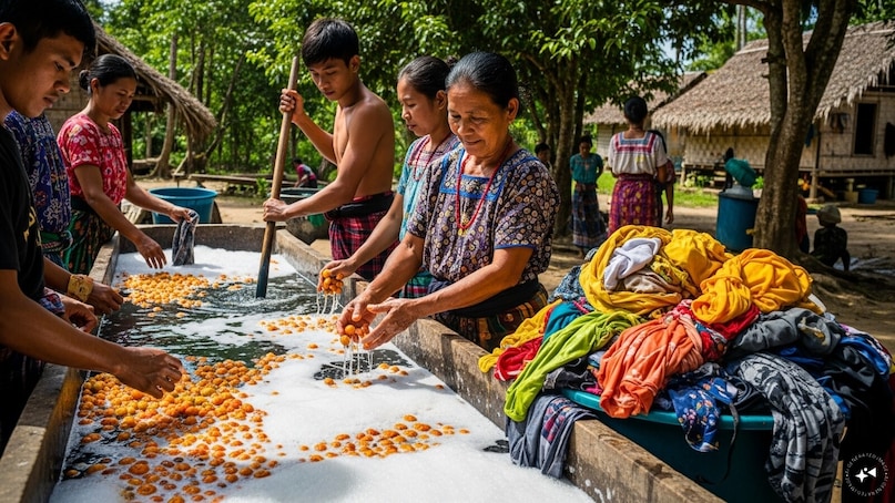 Traditional method of use: The cleaning method with this fruit is also interesting. The villagers collect these fruits and place them in a bowl or tank filled with water. Leave these ingredients soaked in water for a day or two, until their natural extracts completely dissolve in the water. Next, the dirty clothes are dipped in this foaming solution. Once the clothes are soaked for a while without any effort or rubbing, the clothes become bright white and shiny. Traditional method of use: The cleaning method with this fruit is also interesting. The villagers collect these fruits and place them in a bowl or tank filled with water. Leave these ingredients soaked in water for a day or two, until their natural extracts completely dissolve in the water. Next, the dirty clothes are dipped in this foaming solution. Once the clothes are soaked for a while without any effort or rubbing, the clothes become bright white and shiny.