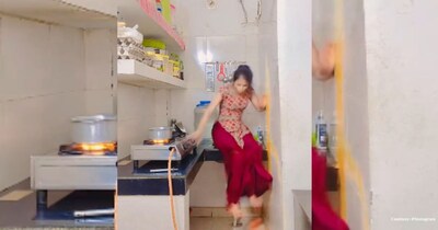 किचन स्लिप पर डांस करते हुए महिला का बिगड़ा बैलेंस, फिर हुआ ये कांड!