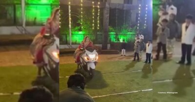 दुल्हन की रॉयल एंट्री: हायाबूसा पर बैठकर मारी धमाकेदार एंट्री, सोशल मीडिया पर मचा तहलका.