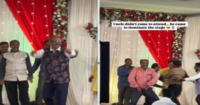 डीजे ने बजाया भोजपुरी गाना, अंकलजी ने 'लगावेलू जब लिपस्टिक' पर तोड़ा स्टेज.