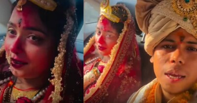 कार में रोती दुल्हन को दूल्हे ने 'जय माता दी' गाकर हंसाया, वीडियो वायरल.