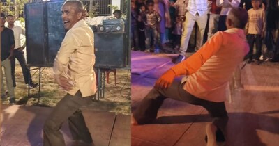 गमछा डाल चाचा ने स्टेज पर बिखेरा जलवा, 90s के गाने पर डांस देख बाराती भी झूमे.