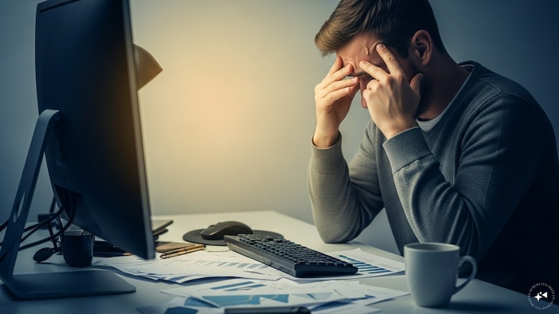 Frequent Headaches: Strain often manifests as a dull ache across the forehead or behind the eyes. This tension is caused by the ocular muscles and the brain working harder to process flickering pixels, glare, and high-contrast light for extended, uninterrupted periods.