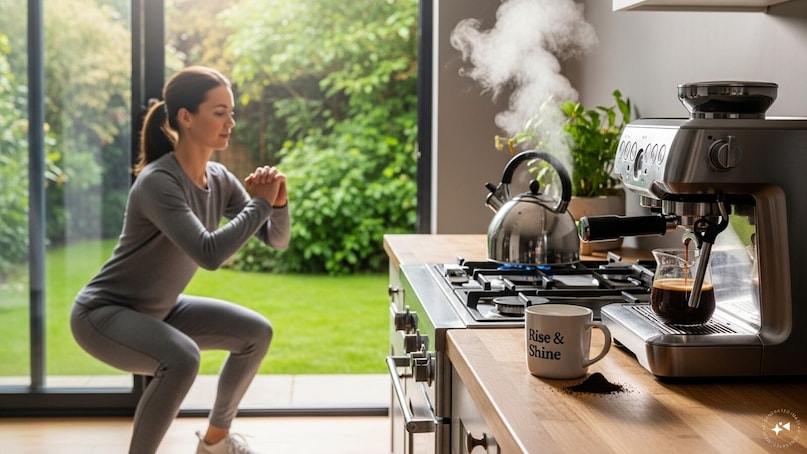 Use Habit Stacking Techniques: Anchor your new routine to an existing habit. For example, do ten squats while your morning coffee brews or stretch immediately after brushing your teeth. Linking a new behaviour to an established trigger creates an automatic mental loop for success.