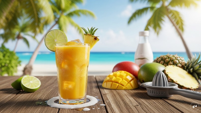 Tropical Mango Pineapple Smoothie: Blend mango and pineapple pieces with coconut water and a squeeze of lime juice. The tropical flavors burst in every sip, while coconut water keeps it hydrating. Serve chilled for a refreshing, tangy summer cooler. Tropical Mango Pineapple Smoothie: Blend mango and pineapple pieces with coconut water and a squeeze of lime juice. The tropical flavors burst in every sip, while coconut water keeps it hydrating. Serve chilled for a refreshing, tangy summer cooler.