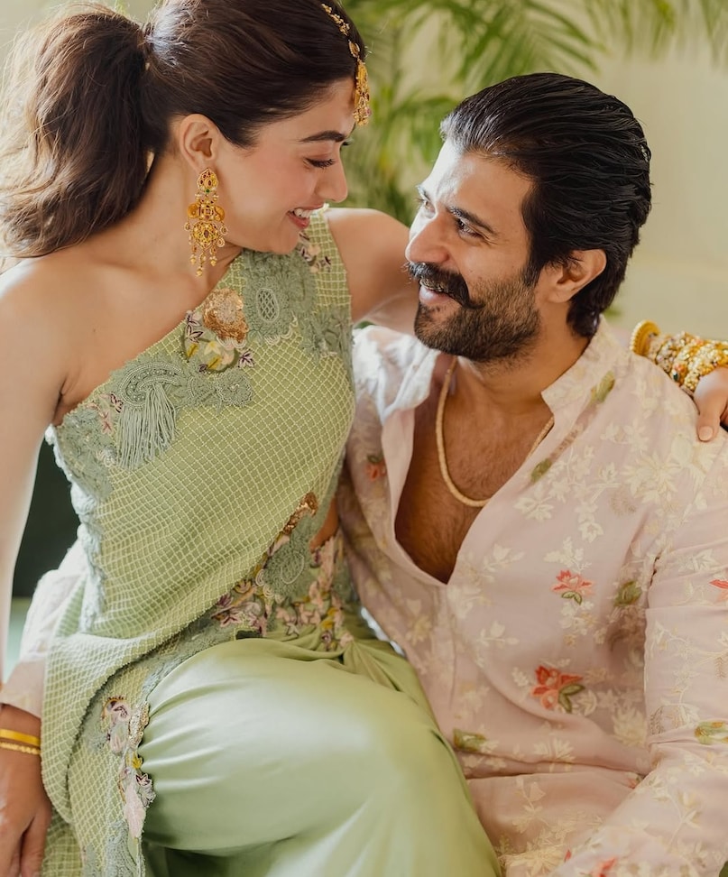 Rashmika Mandanna, Rashmika Mandanna Haldi ceremony, Rashmika Mandanna Vijay Deverakonda wedding, Rashmika Mandanna Haldi photos, Vijay Deverakonda Rashmika wedding Udaipur, Rashmika Vijay wedding celebrations, रश्मिका मंदाना, विजय देवरकोंडा, रश्मिका मंदाना विजय देवरकोंडा हल्दी सेरेमनी, रश्मिका मंदाना विजय देवरकोंडा वेडिंग, रश्मिका मंदाना विजय देवरकोंडा उदयपुर शादी 