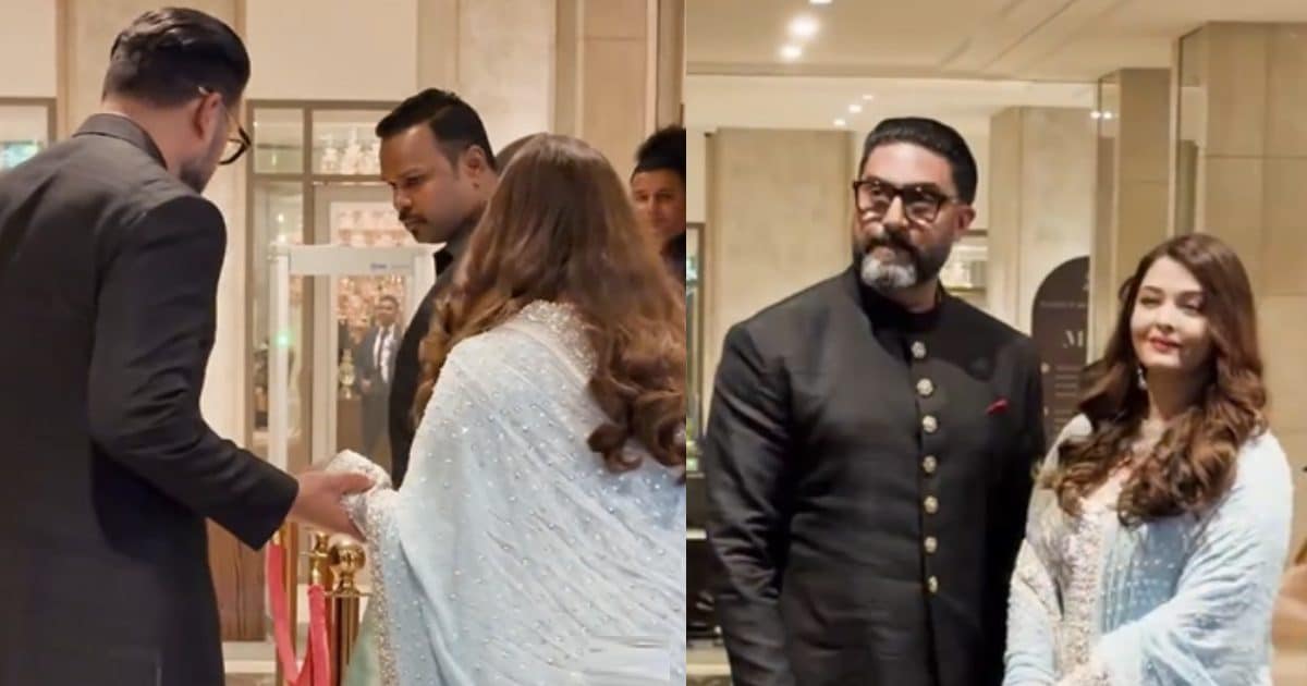 अर्जुन तेंदुलकर-सानिया चंढोक की शादी में अभिषेक बच्चन-ऐश्वर्या राय का स्वैग, हाथों में हाथ थामे की एंट्री