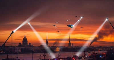 सेंट पीटर्सबर्ग एयरपोर्ट से बीते आठ घंटों से फ्लाइट ऑपरेशन बंद है. (एआई इमेज) 