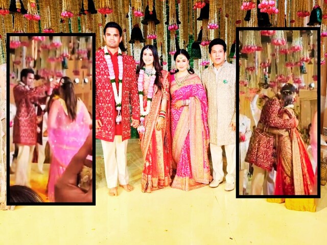 वरमाला डालते ही अर्जुन ने सानिया को लगाया गले, सचिन तेंदुलकर खड़े देख रहे थे 