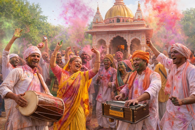 ChatGPT + DALL-E 3: হিন্দিতে সহজ এবং নিখুঁত। আদেশ: "রংধনু রঙের সাথে একটি সুন্দর হোলি শুভেচ্ছা কার্ড তৈরি করুন, পরিবারের হোলি খেলা, গুজরাটি স্টাইল লেখা 'তোমাকে খুব রঙিন হোলির শুভেচ্ছা জানাচ্ছি', আধুনিক মিনিমালিস্ট ডিজাইন, উচ্চ মানের।