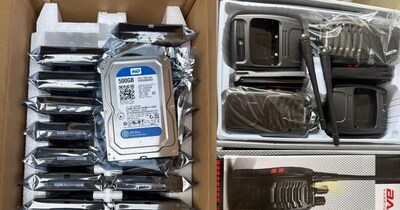 चीनी वॉकी-टॉकी के अलावा 52,480 सेकंड-हैंड हार्ड डिस्क ड्राइव (HDDs) भी बरामद की गई हैं.