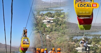 उदयपुर में 500 फीट ऊँचाई पर अटका रोपवे 