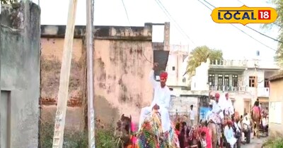 पारंपरिक अंदाज में ऊंट-गाड़ियों से निकाली बारात 