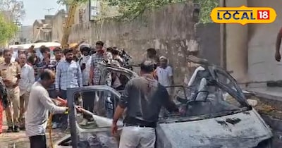 ईको गाड़ी में लगा आग